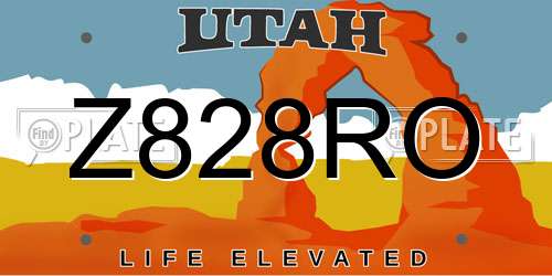Z828RO Utah License Plate