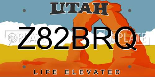 Z82BRQ Utah License Plate