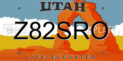 Z82SRO Utah License Plate