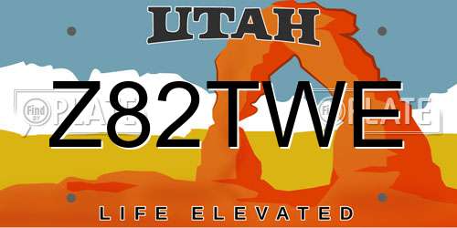 Z82TWE Utah License Plate