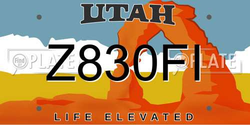 Z830FI Utah License Plate
