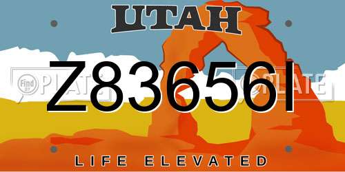 Z83656I Utah License Plate