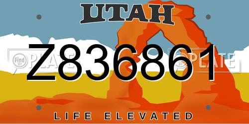 Z836861 Utah License Plate