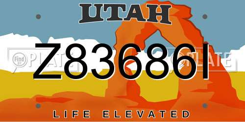 Z83686I Utah License Plate