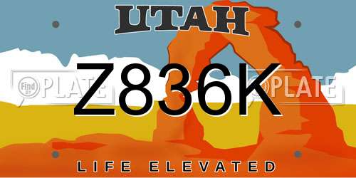 Z836K Utah License Plate