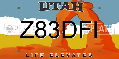 Z83DFI Utah License Plate