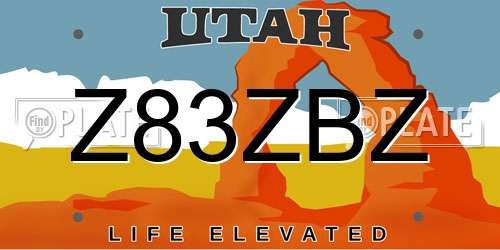 Z83ZBZ Utah License Plate