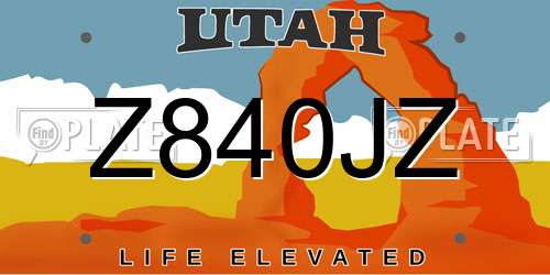 Z840JZ Utah License Plate