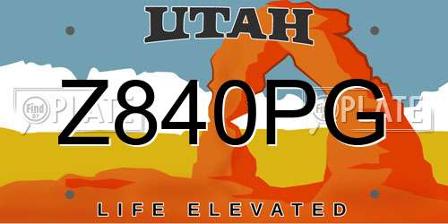 Z840PG Utah License Plate