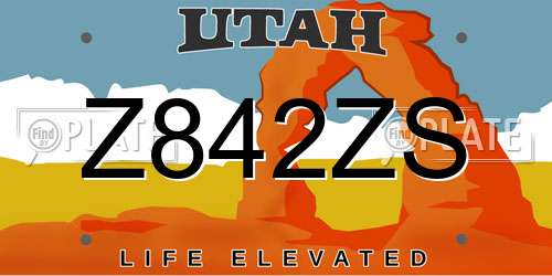 Z842ZS Utah License Plate