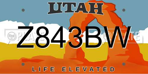 Z843BW Utah License Plate