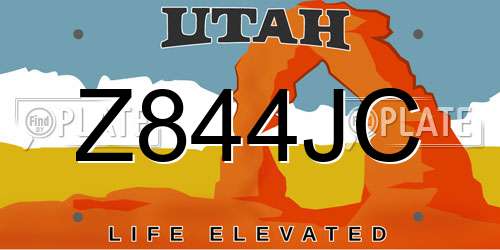 Z844JC Utah License Plate