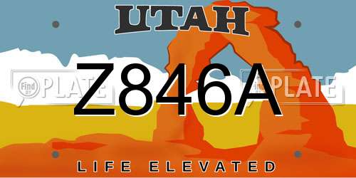 Z846A Utah License Plate
