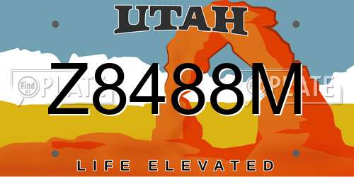 Z8488M Utah License Plate