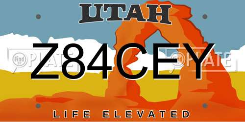 Z84CEY Utah License Plate