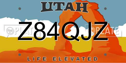 Z84QJZ Utah License Plate