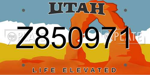 Z850971 Utah License Plate