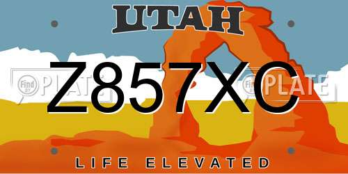 Z857XC Utah License Plate