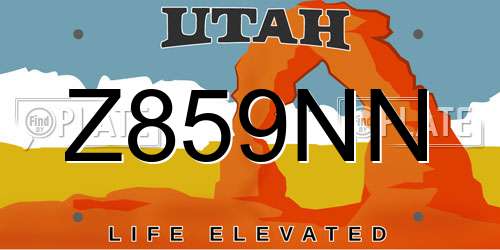 Z859NN Utah License Plate