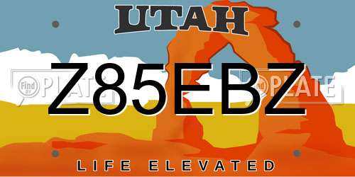 Z85EBZ Utah License Plate