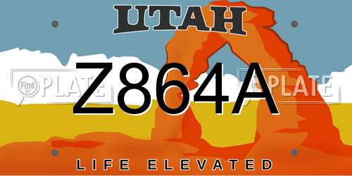 Z864A Utah License Plate