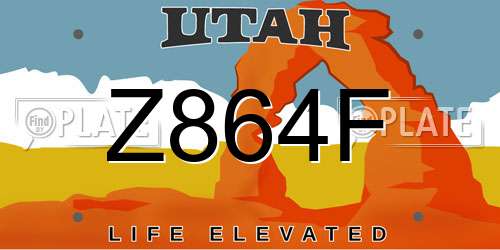 Z864F Utah License Plate