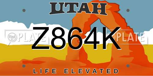 Z864K Utah License Plate