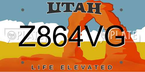 Z864VG Utah License Plate