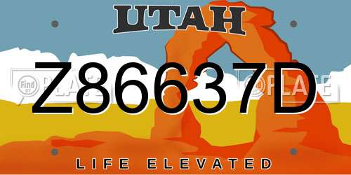 Z86637D Utah License Plate