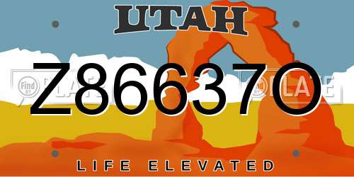 Z86637O Utah License Plate