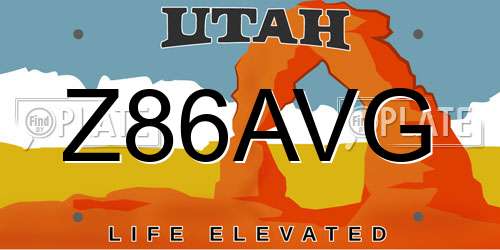 Z86AVG Utah License Plate