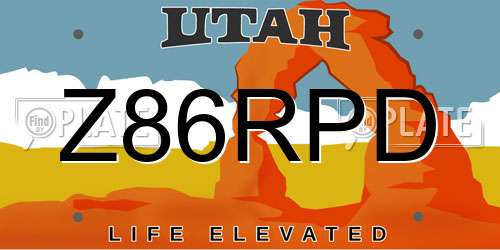 Z86RPD Utah License Plate