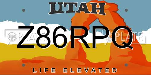 Z86RPQ Utah License Plate