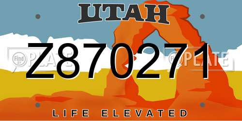 Z870271 Utah License Plate