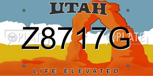 Z8717G Utah License Plate