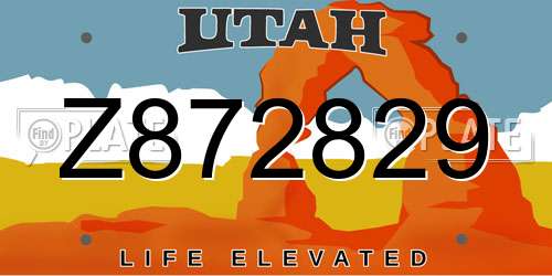 Z872829 Utah License Plate