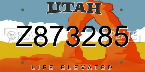 Z873285 Utah License Plate