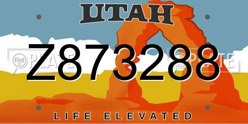 Z873288 Utah License Plate