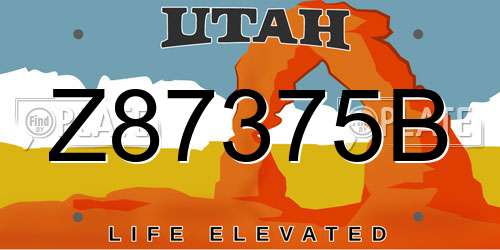 Z87375B Utah License Plate