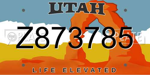 Z873785 Utah License Plate