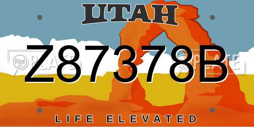 Z87378B Utah License Plate