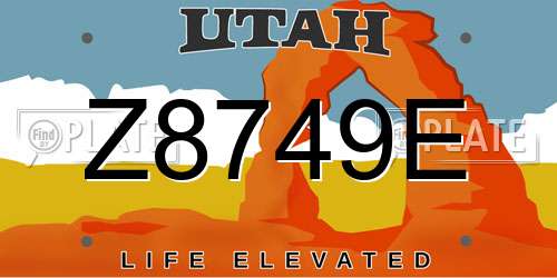 Z8749E Utah License Plate
