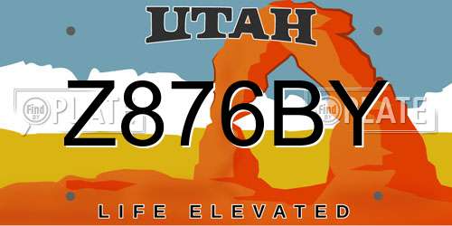 Z876BY Utah License Plate