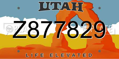 Z877829 Utah License Plate