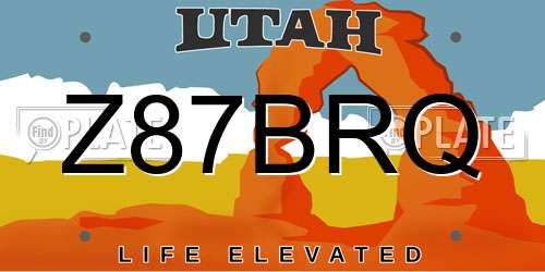 Z87BRQ Utah License Plate