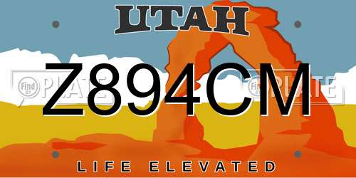 Z894CM Utah License Plate