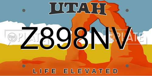 Z898NV Utah License Plate