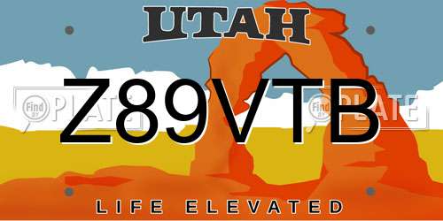 Z89VTB Utah License Plate