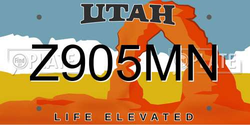 Z905MN Utah License Plate