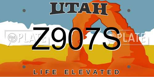 Z907S Utah License Plate